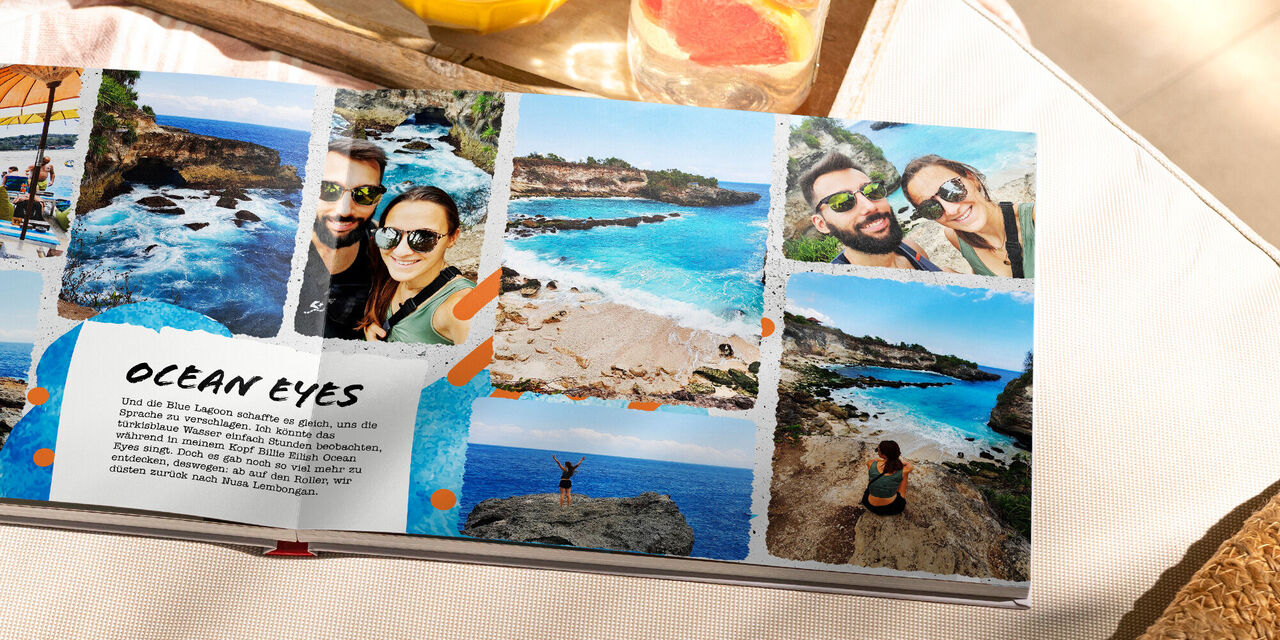 CEWE FOTOBUCH mit Urlaubsmotiven, gestaltet im Style "Oh, Summer"